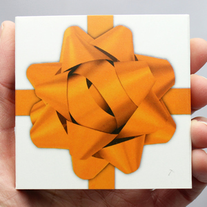 SilverTowne Natural Kraft Paper Gift Box with Orange Bow Box Sleeve